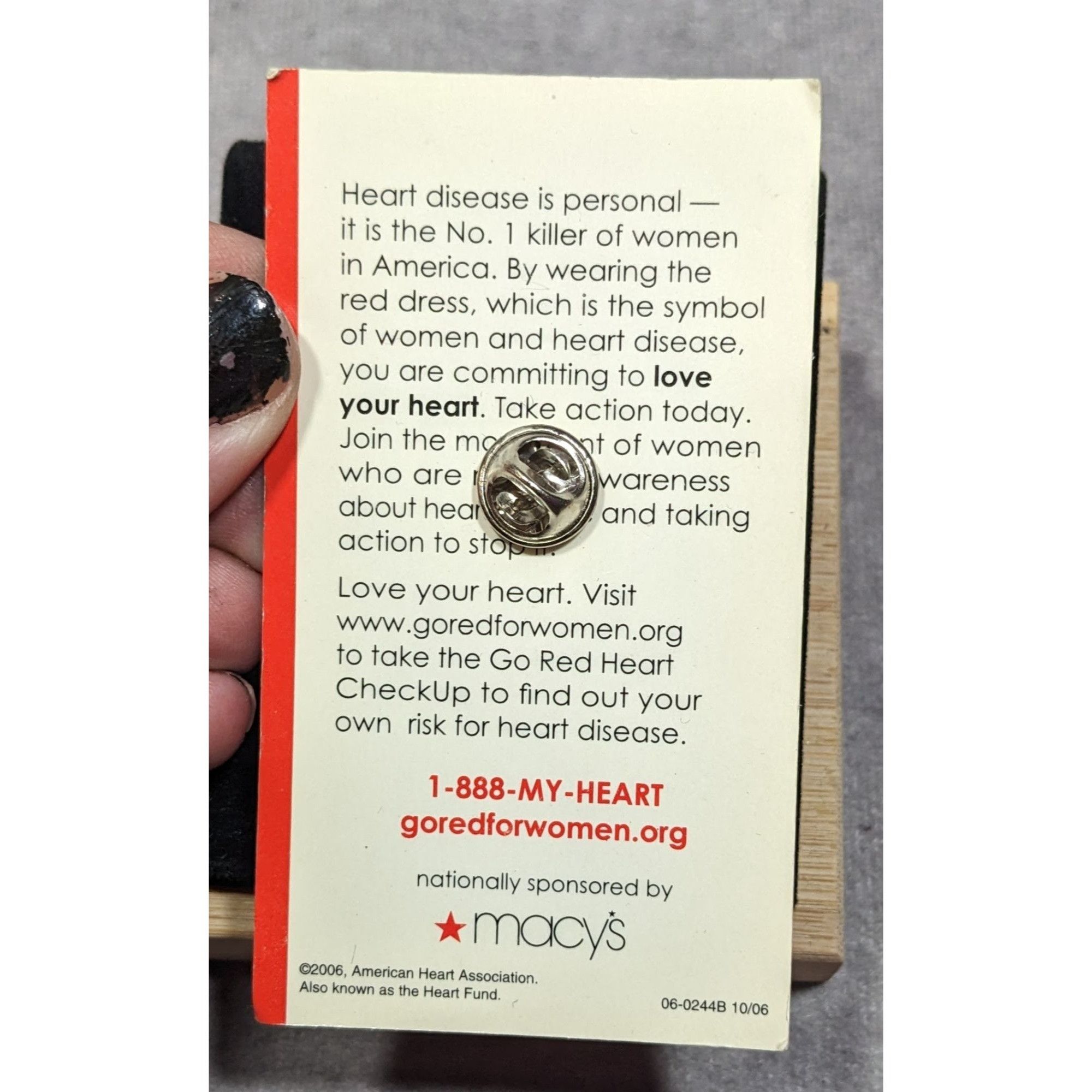 Macys Macy's Go Red For Women American Heart Association Lapel Pin Size ONE SIZE - 4 Thumbnail