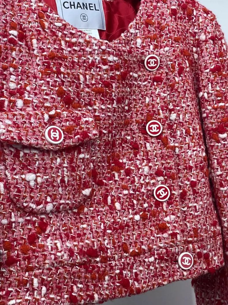 Chanel Chanel Red White Tweed Jacket -2505 Size US M / EU 48-50 / 2 - 4 Thumbnail