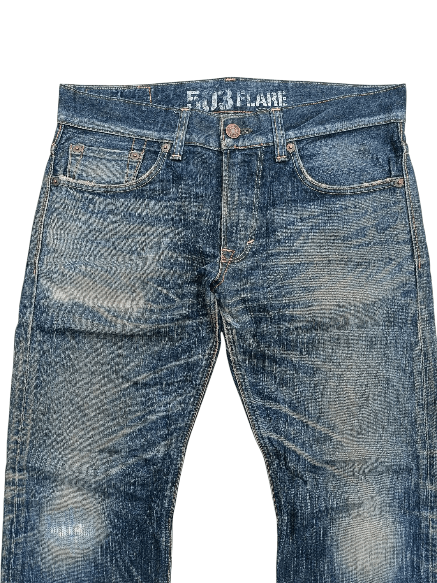 Edwin × Japanese Brand Edwin 503 Flare Jeans Distressed Jeans E248 Size US 35 - 15 Thumbnail