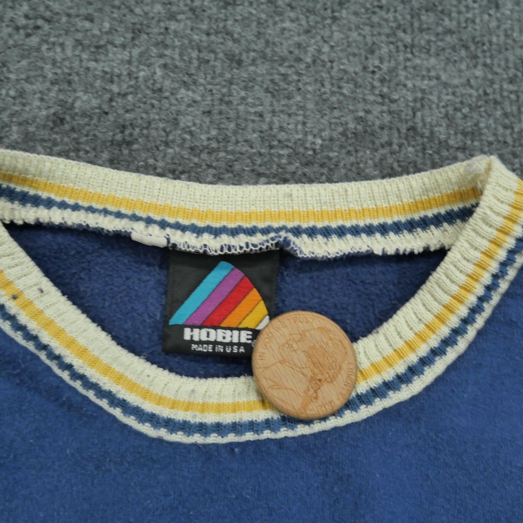 Vintage VINTAGE Hobie Sweatshirt Mens 3XL Blue Striped Surf Patch 80s 90s Surfing Logo Pullover Crew Neck Sweatshirt Size US XXL / EU 58 / 5 - 6 Thumbnail