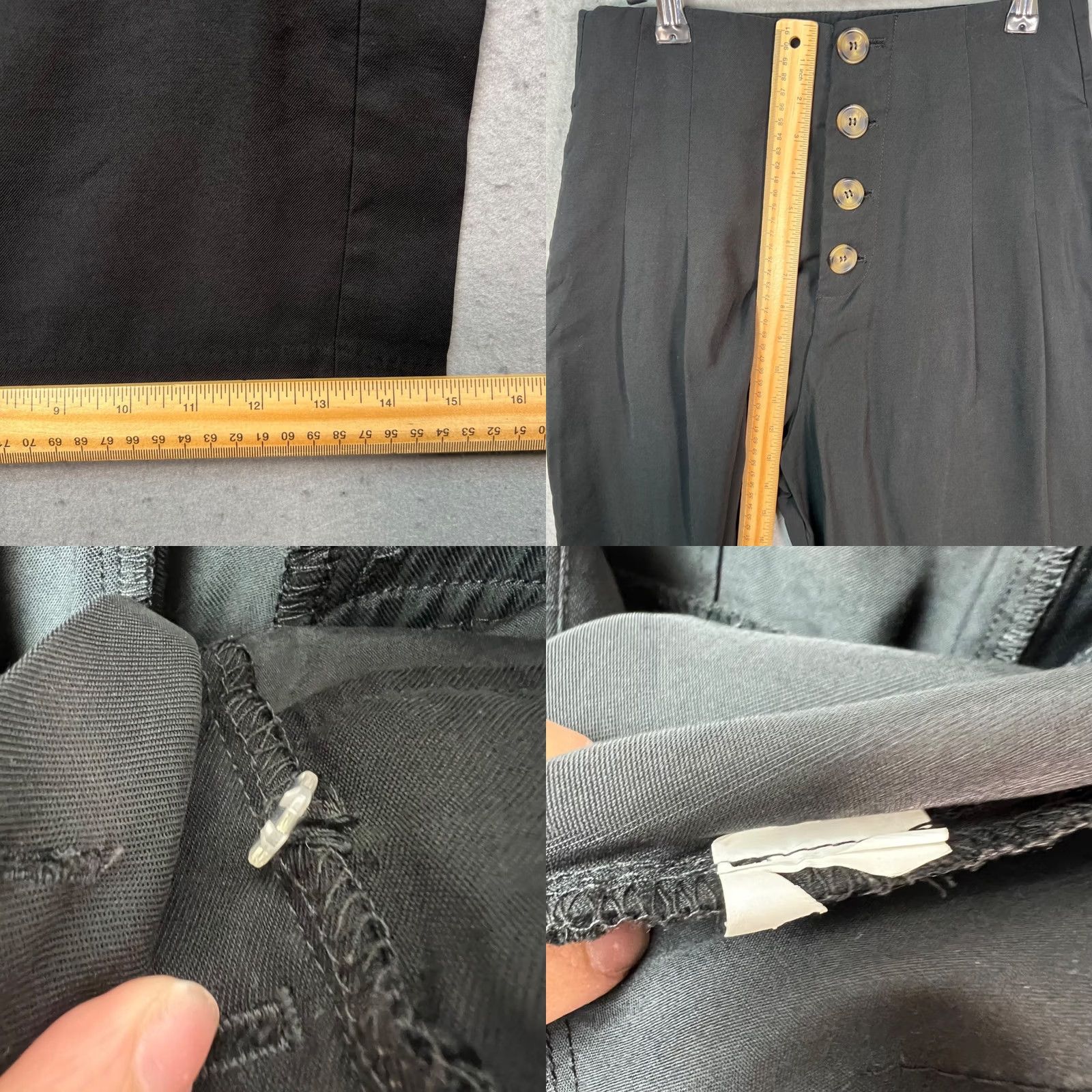 Zara Zara Womens Pants 29 Black High-Waisted Coulottes Wide-Leg Button Front Pockets Size 29" - 8 Thumbnail