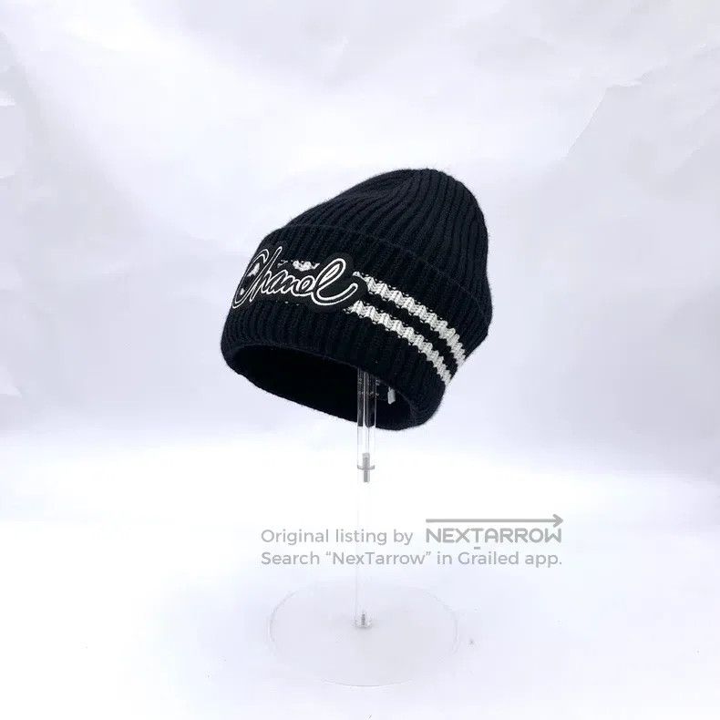Chanel Chanel Size50 Black logo letter embroidery cashmere knitted Size ONE SIZE - 2 Thumbnail