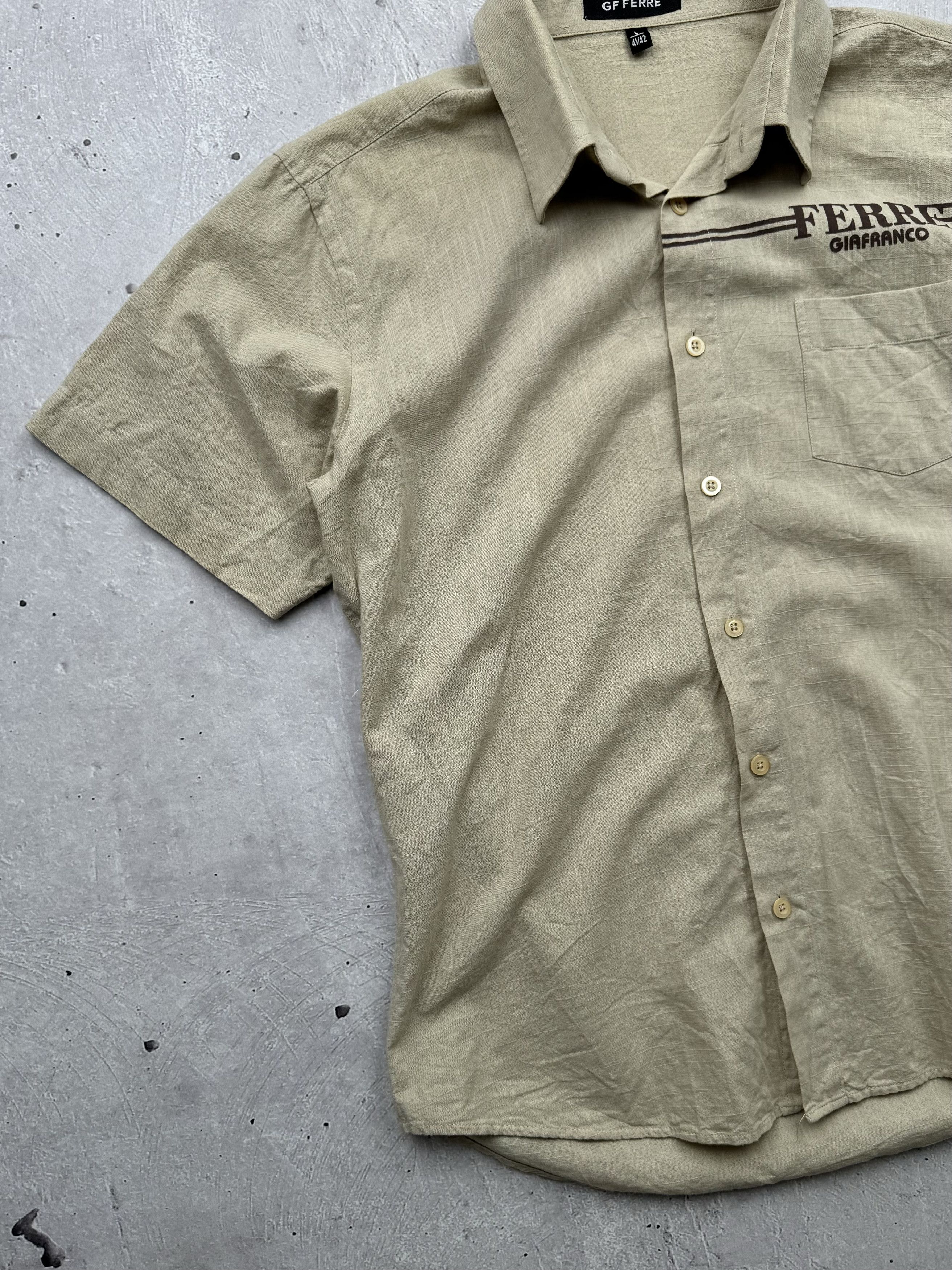 GF Ferre × Japanese Brand × Vintage GF Ferre Vintage Linen Shirt Size L / US 10 / IT 46 - 2 Thumbnail
