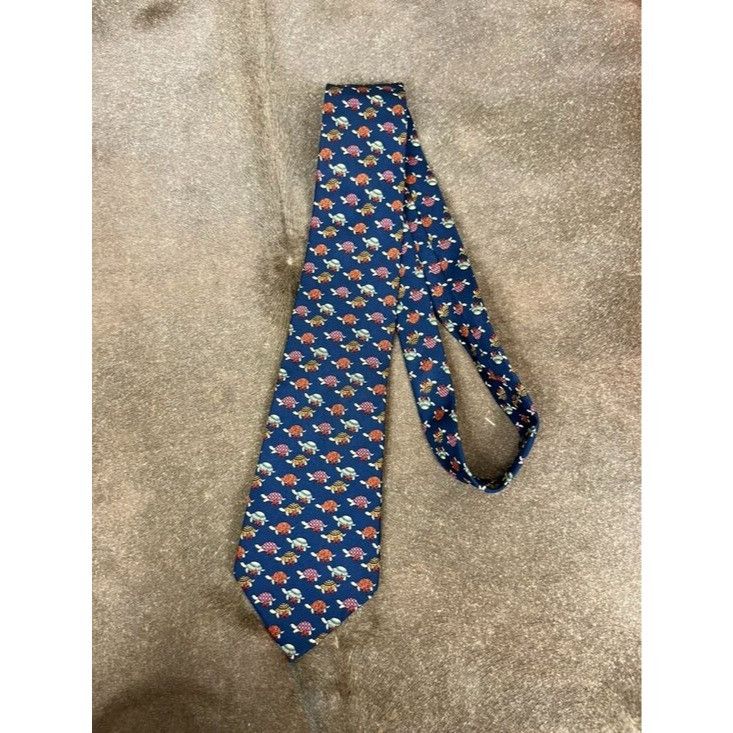 Salvatore Ferragamo Feragammo Turtles Printed Silk Tie Size ONE SIZE - 3 Thumbnail