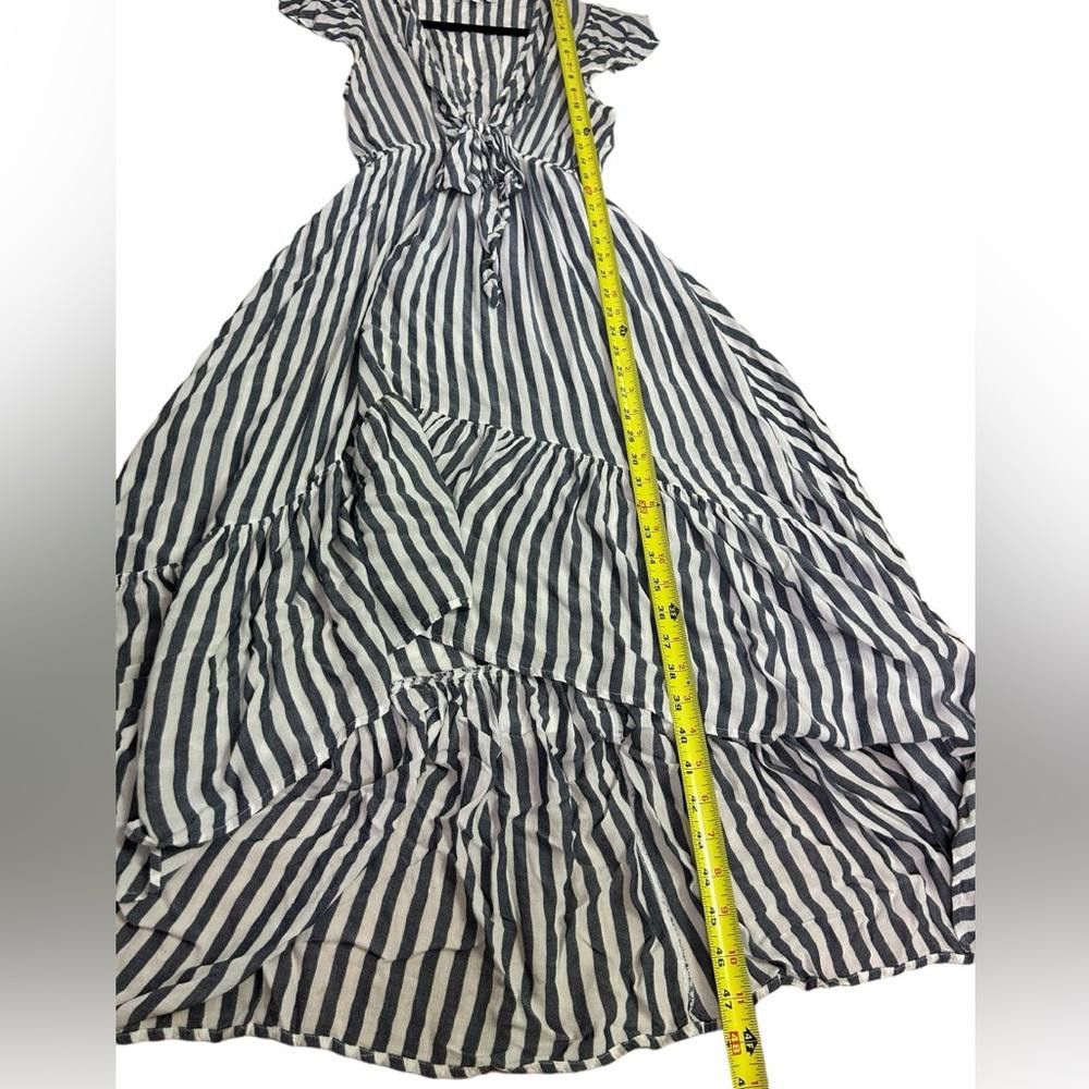 Designer Olivaceous l Striped Low Plunge High Low Dress Small Size S / US 4 / IT 40 - 5 Thumbnail