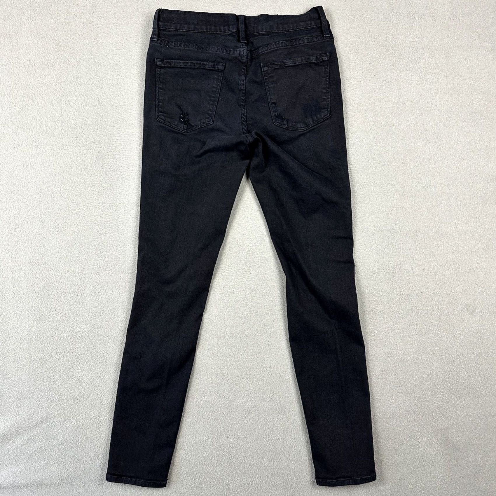 Frame FRAME Le Skinny de Jeanne Jeans Womens 27 Black Denim Distressed EUC Size 27" / US 4 / IT 40 - 2 Thumbnail