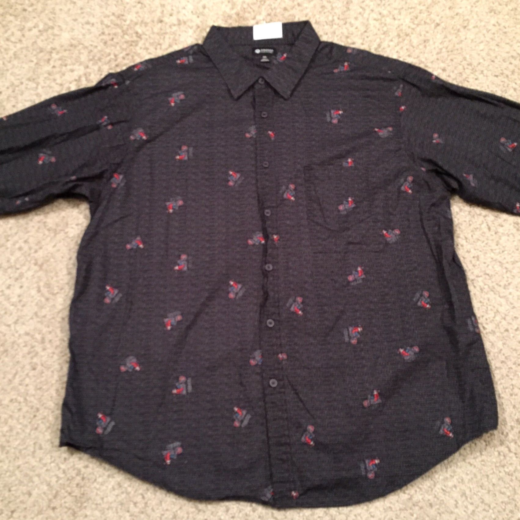 Haggar Haggar Mens Button-Up Shirt XXL Gray Long Sleeve Geometric Motorcycle 2XL Button Front Collar Shirt Mens Size US XXL / EU 58 / 5 - 5 Thumbnail