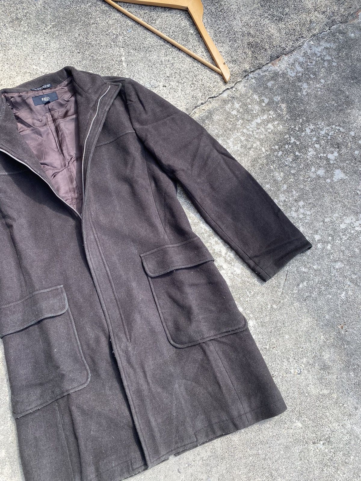 Japanese Brand × Vintage Vintage Ined Wool Coat Long Jacket Size ONE SIZE - 3 Thumbnail