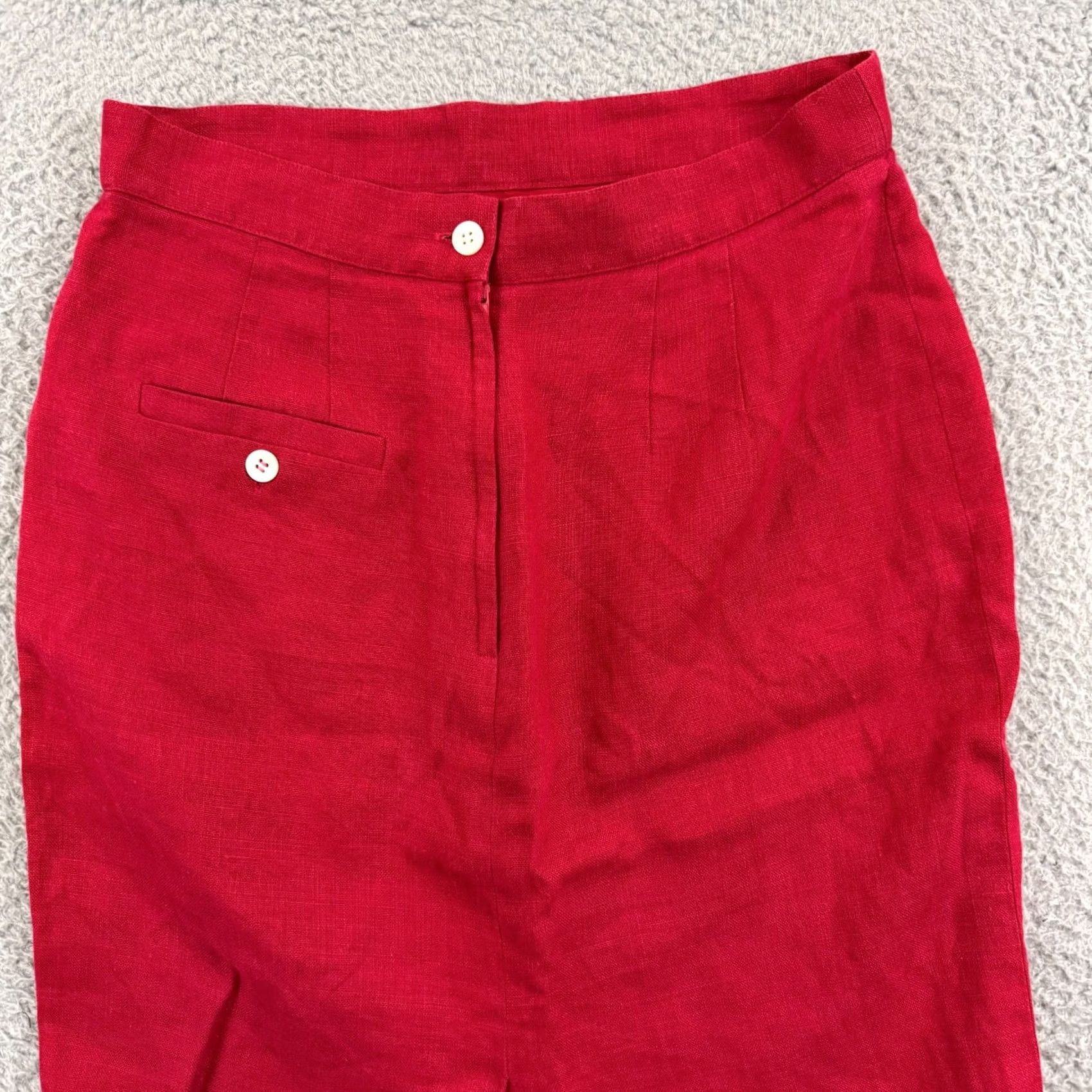 Brooks Brothers VINTAGE Brooks Brothers Skirt Womens Knee Length Red 12 Linen 80s Pencil Size 34" / US 12 / IT 48 - 3 Thumbnail