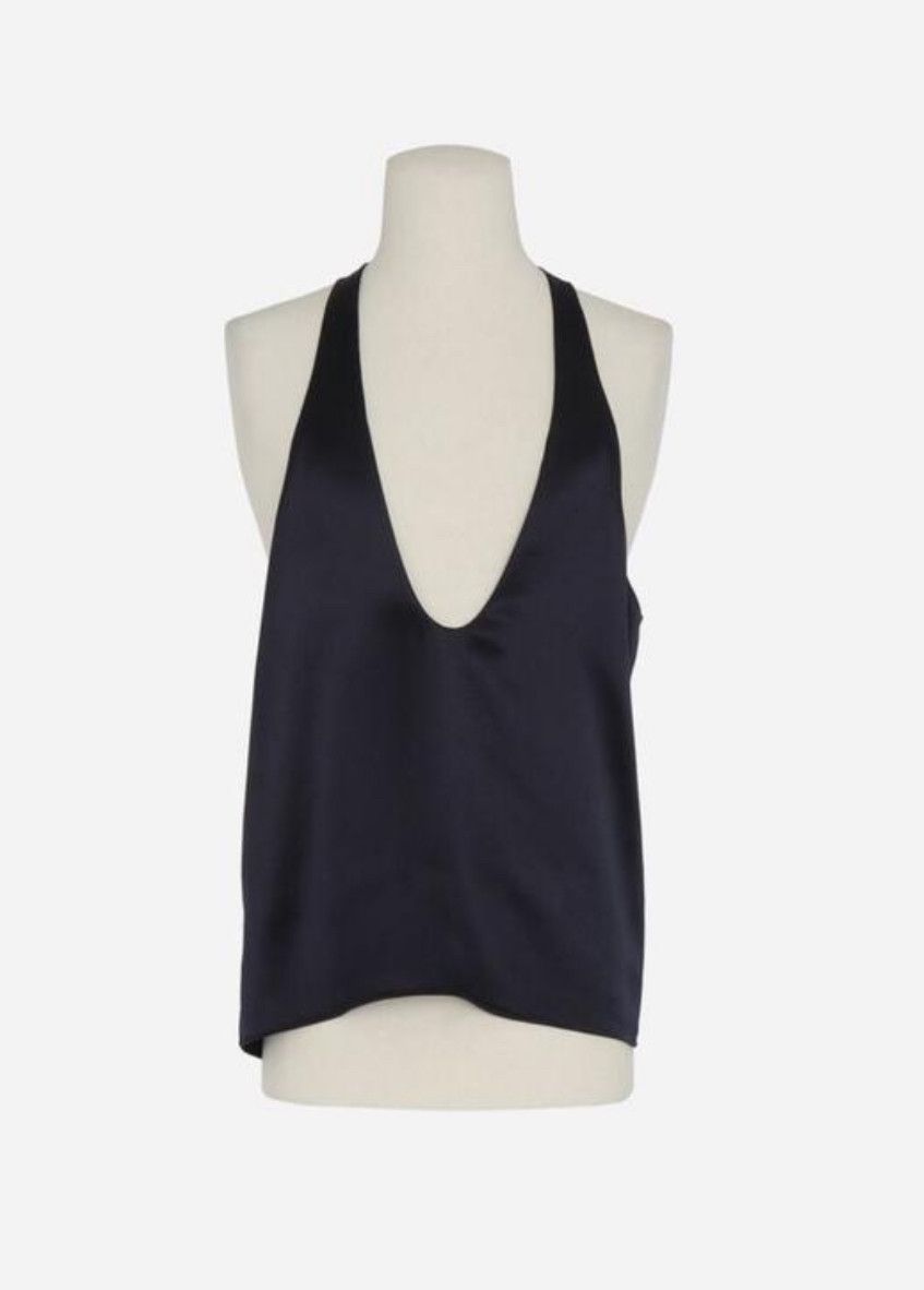 Saint Laurent Paris o1la1rc1a1225 776304 TOP S24l Ct Crepe Satin in Navy Size US M / EU 48-50 / 2 - 1 Thumbnail