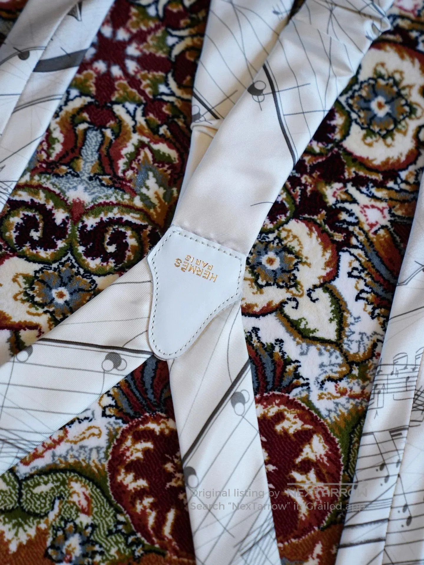 Hermes White Long Sleeve Shirt with Musical Note Suspenders. Size US M / EU 48-50 / 2 - 7 Thumbnail