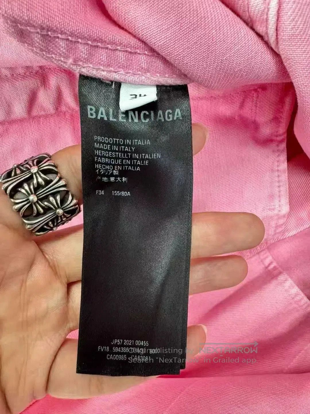 Balenciaga Balenciaga Pink Logo Denim Jacket. Size US XS / EU 42 / 0 - 4 Thumbnail