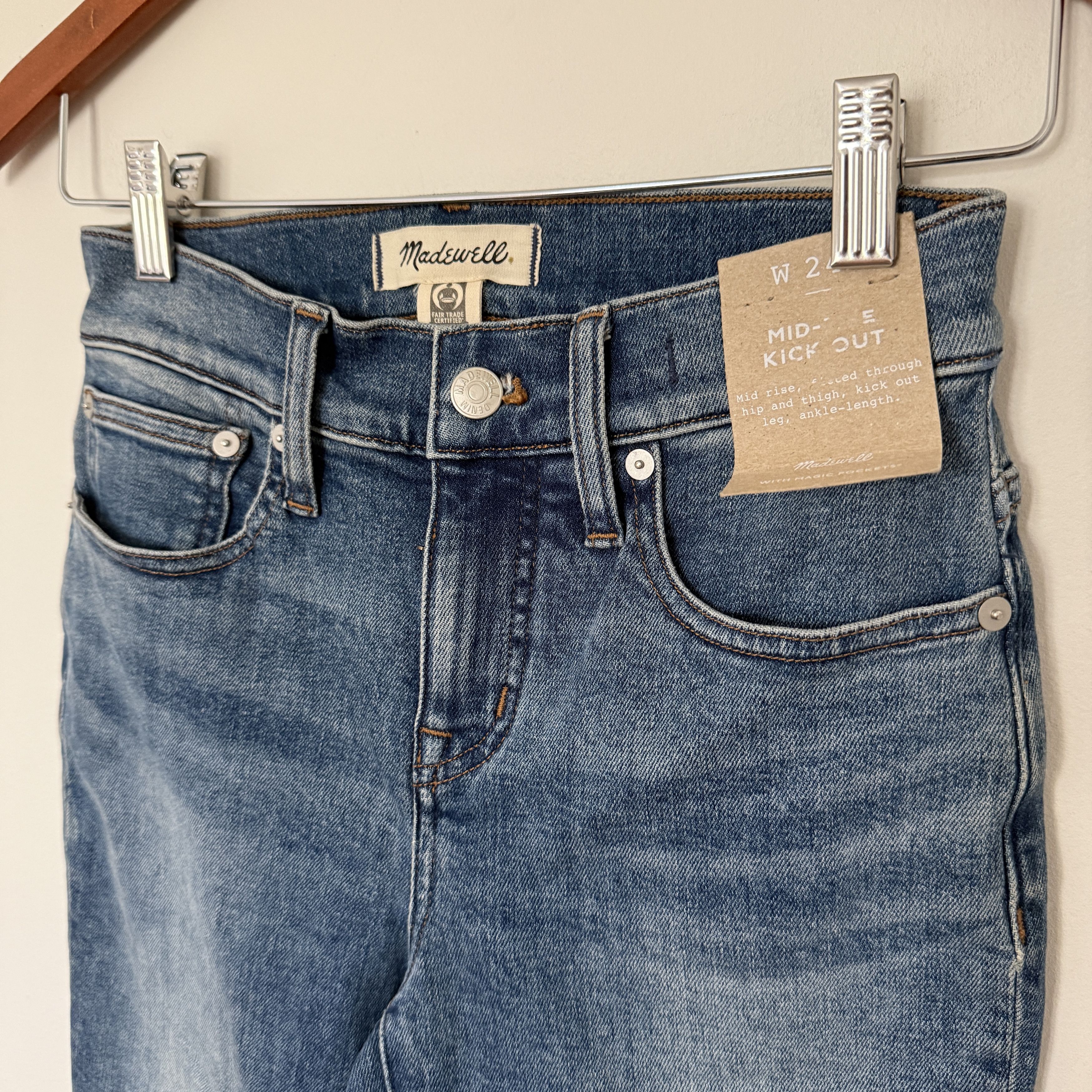 Madewell Madewell Kick Out Crop Jeans Oneida Mid Rise Flare Denim Size 24" / US 00 / IT 34 - 3 Thumbnail