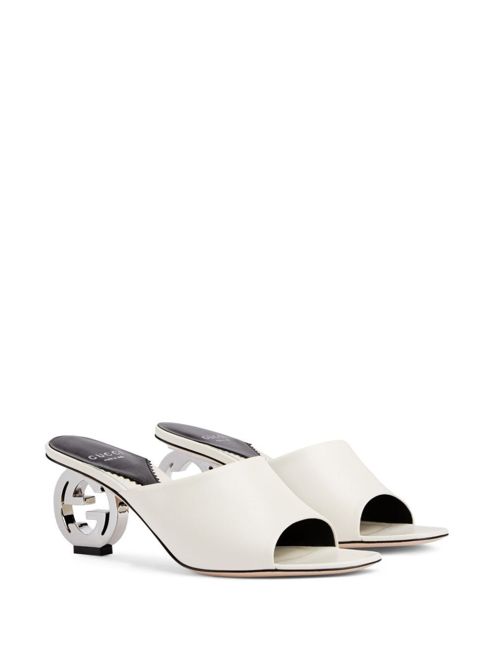 Gucci o1s1wg110225 Women's Interlocking G Heel Sandals in White Size US 10 / IT 40 - 2 Thumbnail