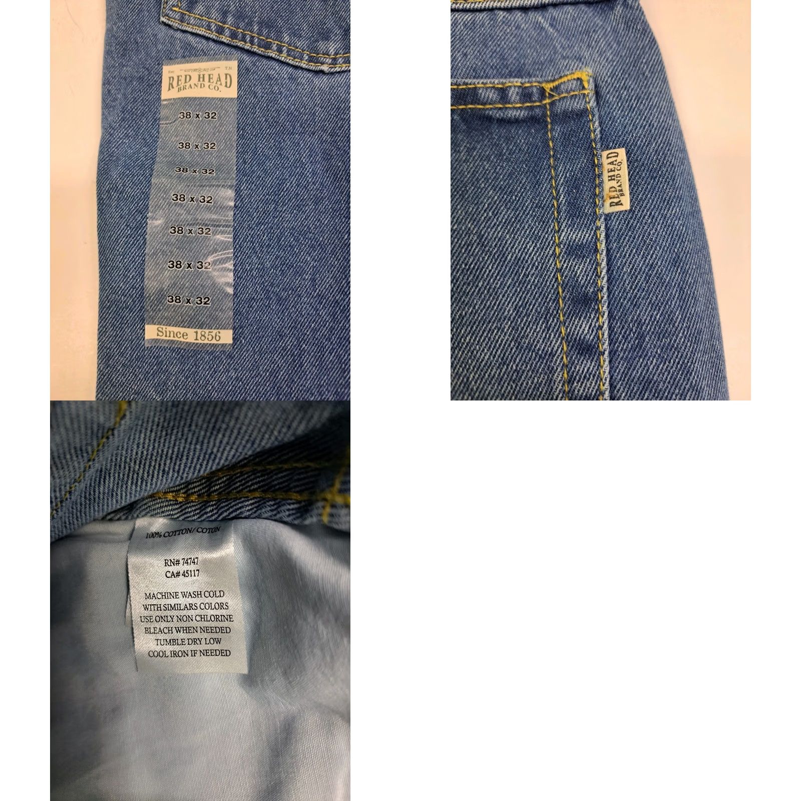 Vintage NWT RedHead Relaxed Fit Jeans Blue 38/32 Cotton Denim 5-Pocket Zip Belt Loops Straight Mens Regular Blue Jeans USA Classic Mens Size US 38 / EU 54 - 8 Thumbnail