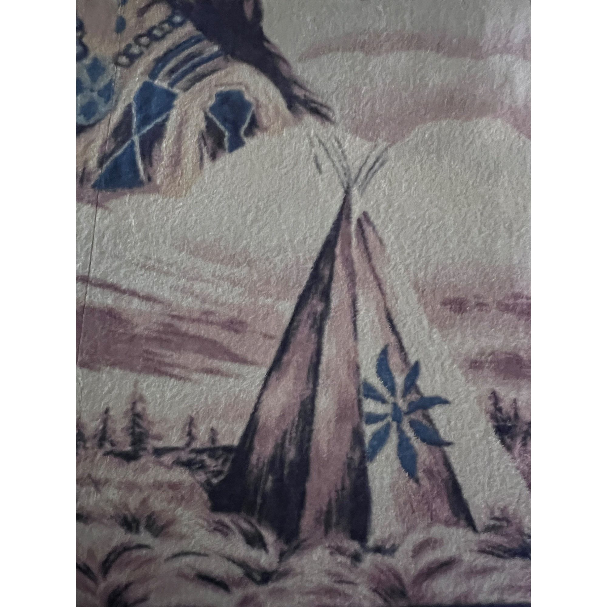 Vintage Native American Indian Reversible Plush Heavy Large Blanket Size ONE SIZE - 8 Thumbnail