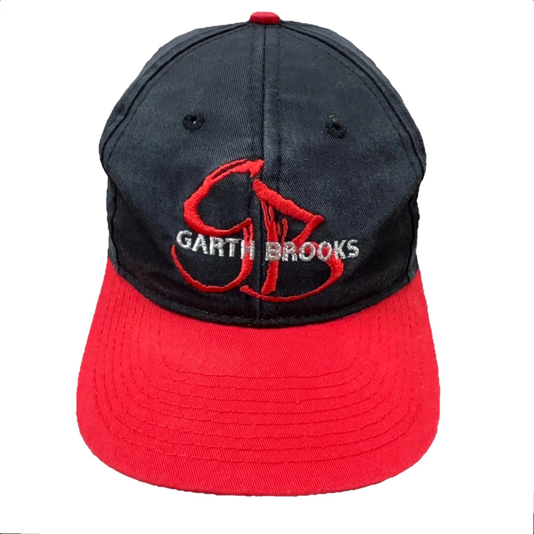 Brooks VINTAGE Garth Brooks Hat Cap Snapback Black Red Country Music Band Tour Rap Tee Size ONE SIZE - 2 Thumbnail