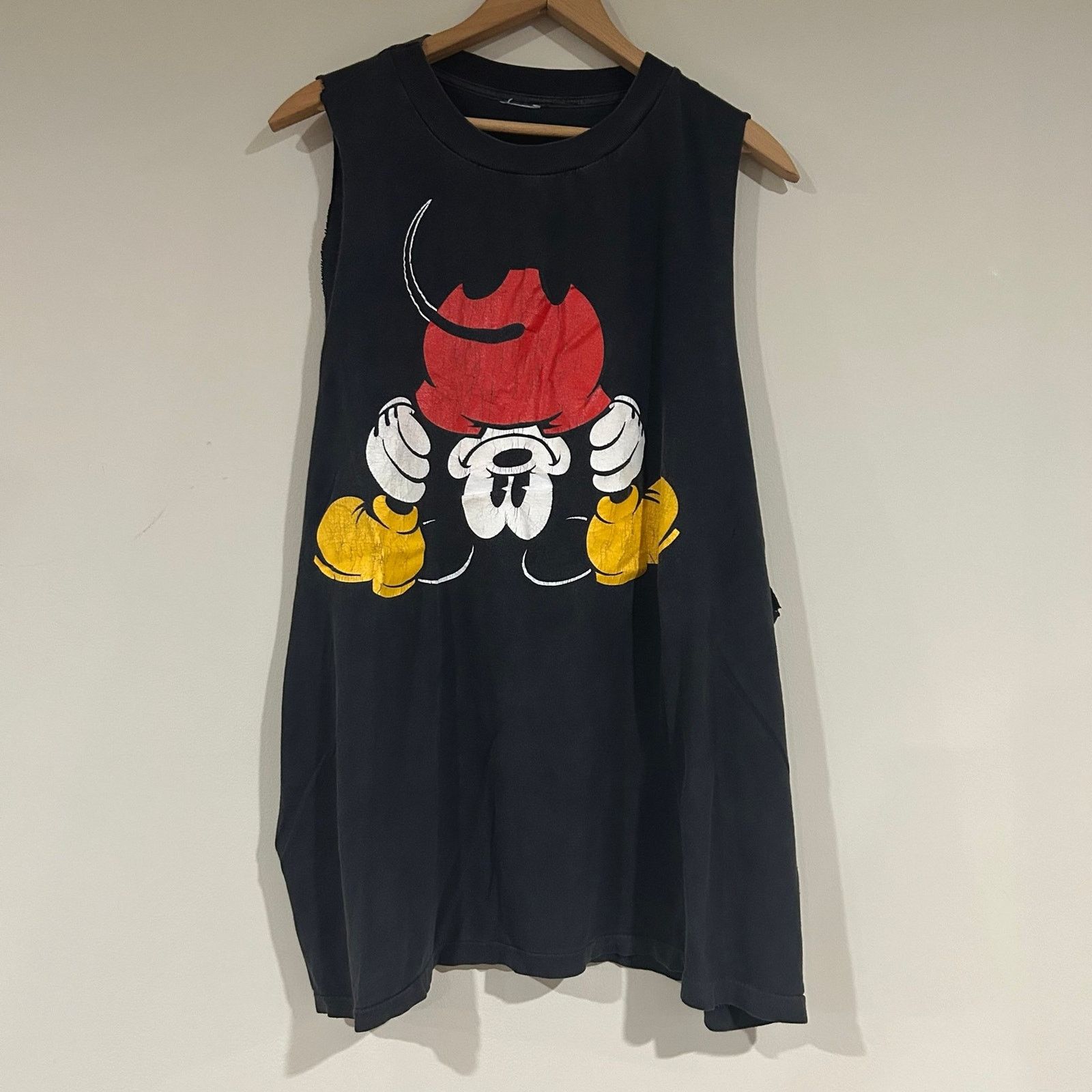 Other Vintage Mickey Mouse Upside Down Peeking Cutoff Shirt | Grailed