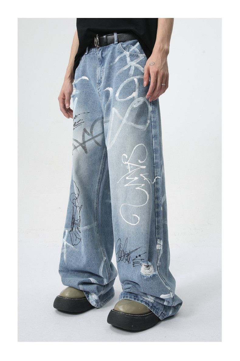 Japanese Brand × Vintage American street graffiti fun straight jeans trend Size US 32 / EU 48 - 4 Thumbnail