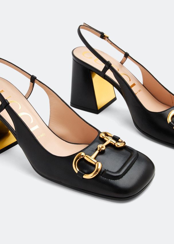 Gucci o1s1wg110225 Mid-Heel Slingback With Horsebit in Black Size US 4.5 / IT 34.5 - 3 Thumbnail