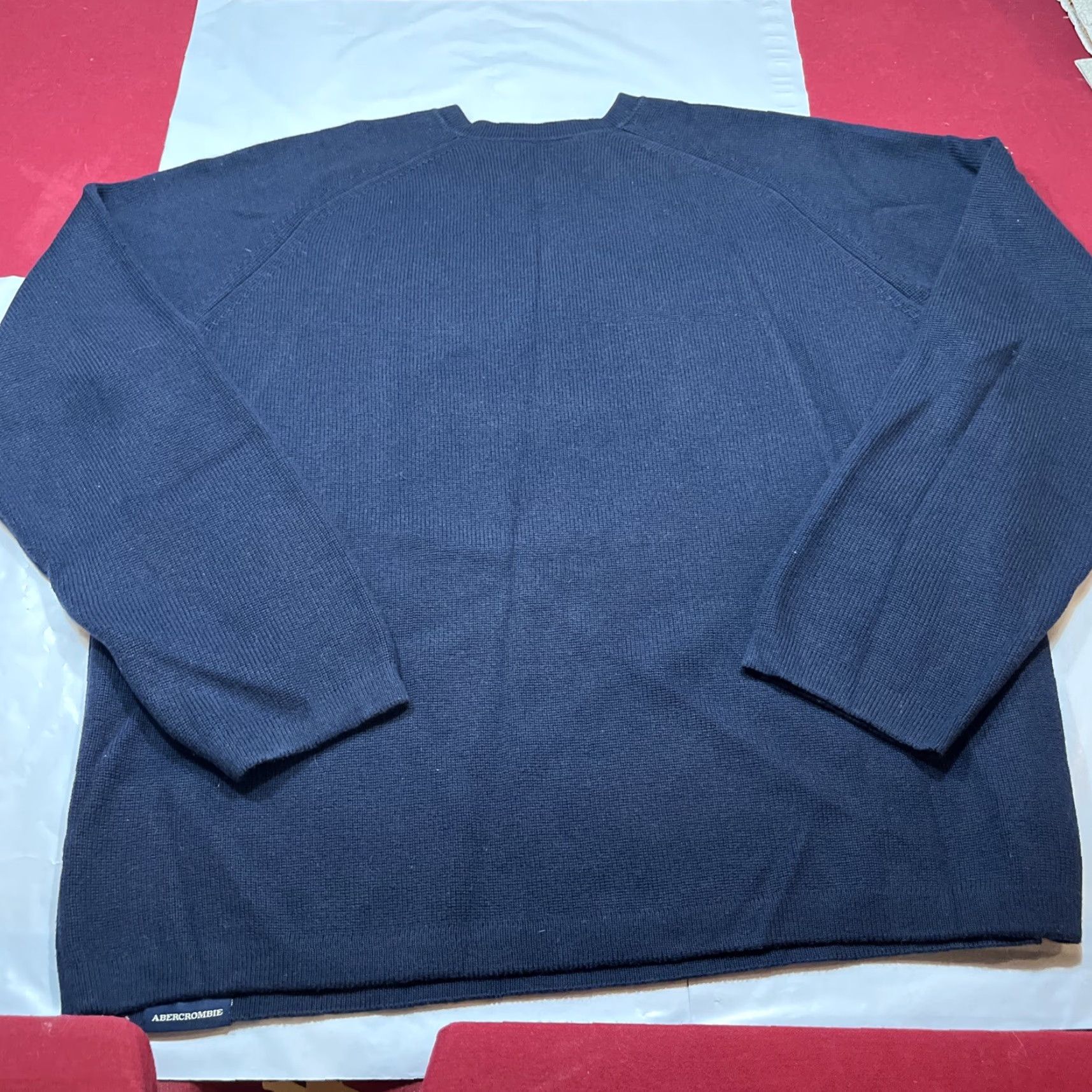 Abercrombie & Fitch VINTAGE Abercrombie & Fitch BLUE Sweater Red A-1892 STRIPE ACROSS chest Preppy Men XL Knit Pullover V-Neck 90s Size US XL / EU 56 / 4 - 5 Thumbnail