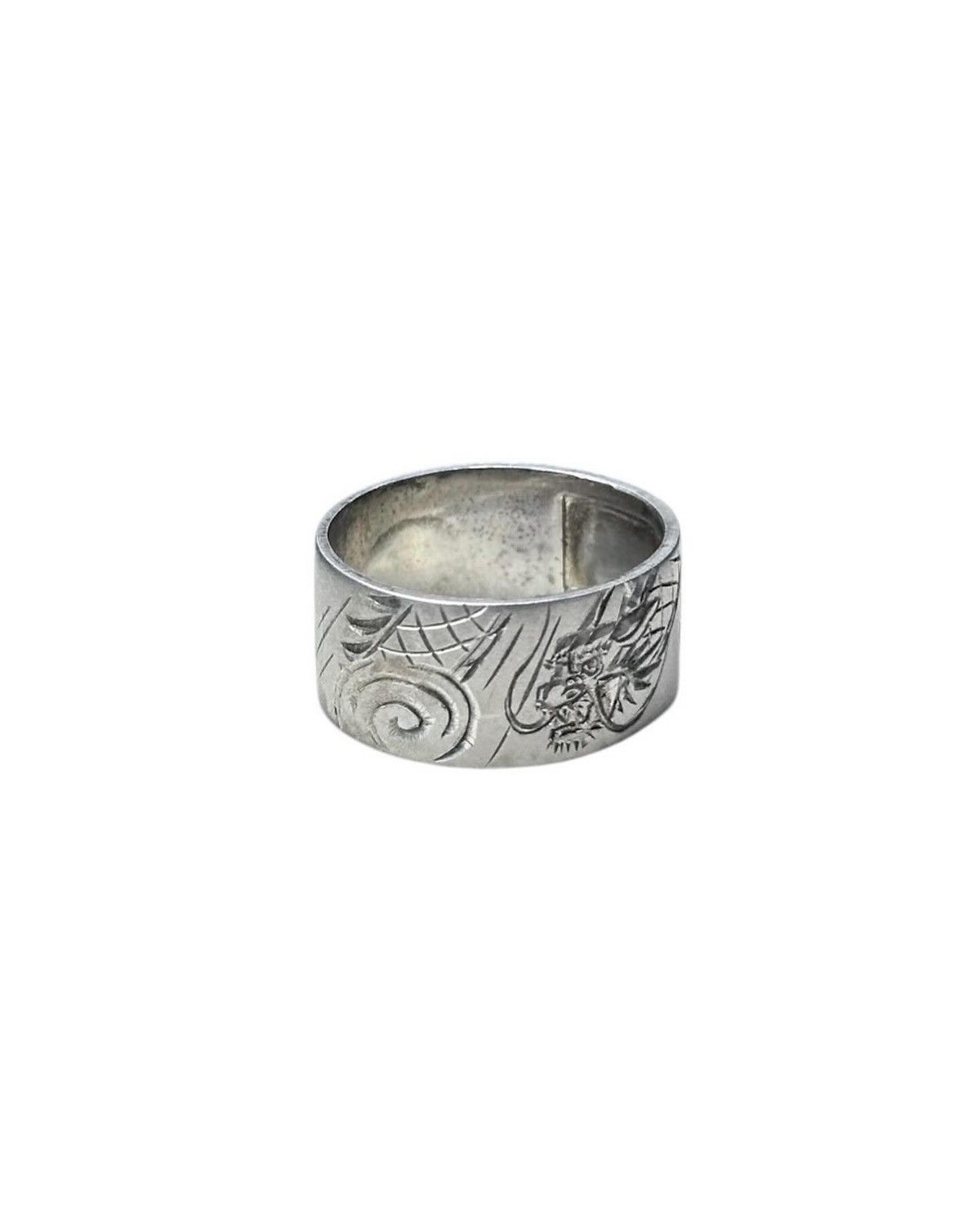Vintage 2000s HANDCRAFT PLATINUM COATED CELESTIAL DRAGON SILVER RING Size ONE SIZE - 2 Thumbnail