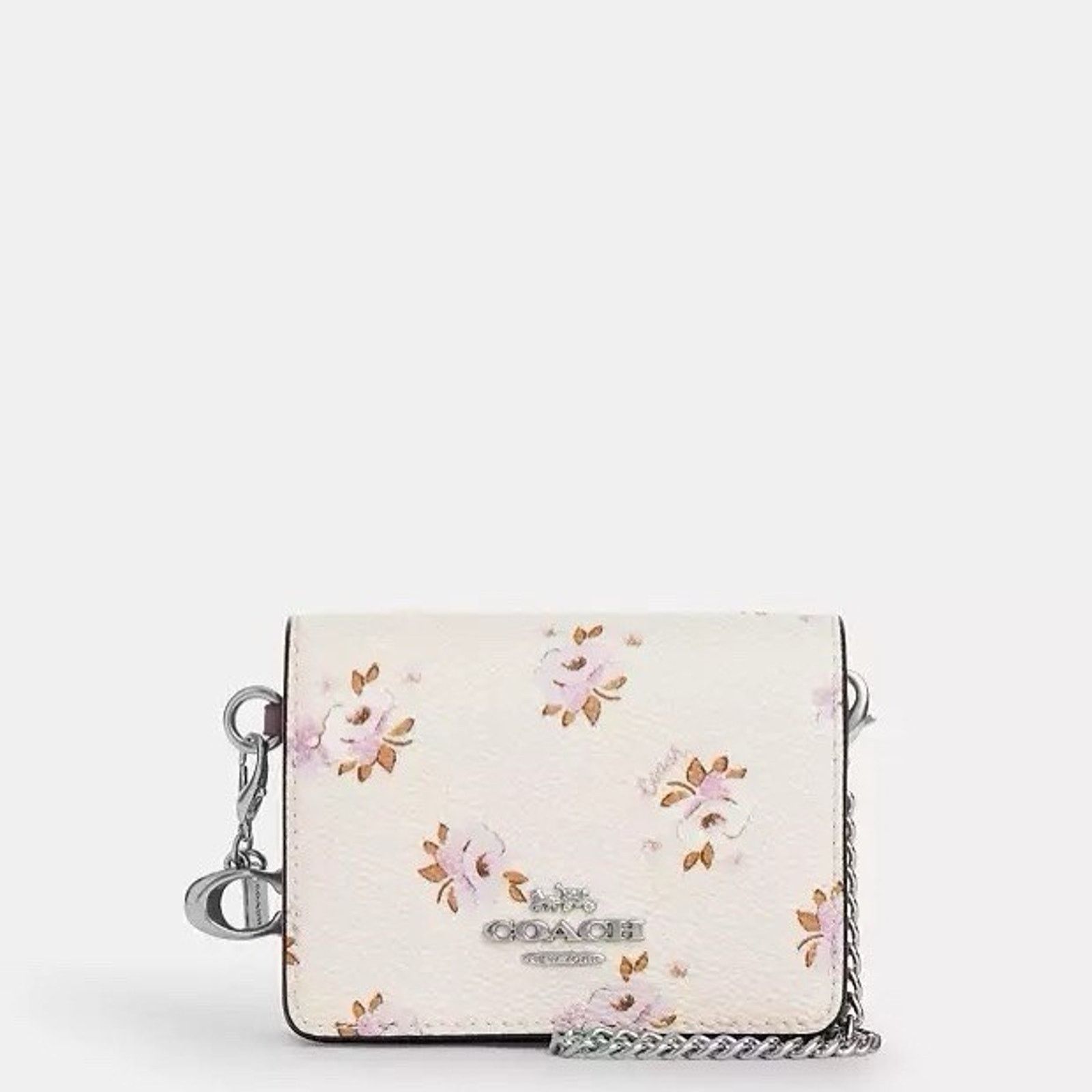 Coach NWT Coach Boxed Mini Wallet On A Chain Floral Chalk CAL70 Size ONE SIZE - 5 Thumbnail