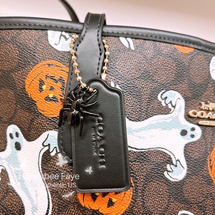 Coach City Tote Bag In Signature Canvas With Halloween Print CCE69 Size ONE SIZE - 5 Thumbnail