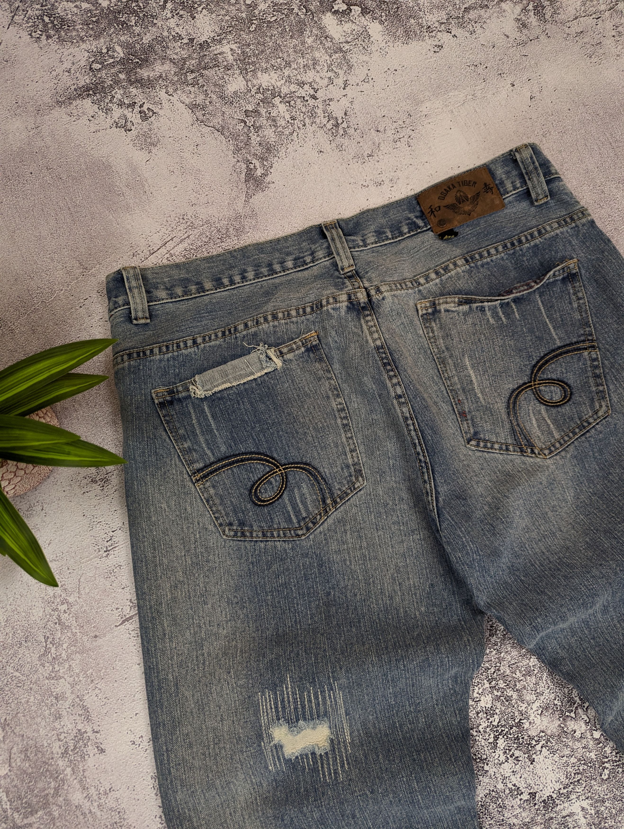 Japanese Brand Osaka Tiger Japanese Distressed Light Blue Jeans Mens Sz 38R Size US 38 / EU 54 - 5 Thumbnail