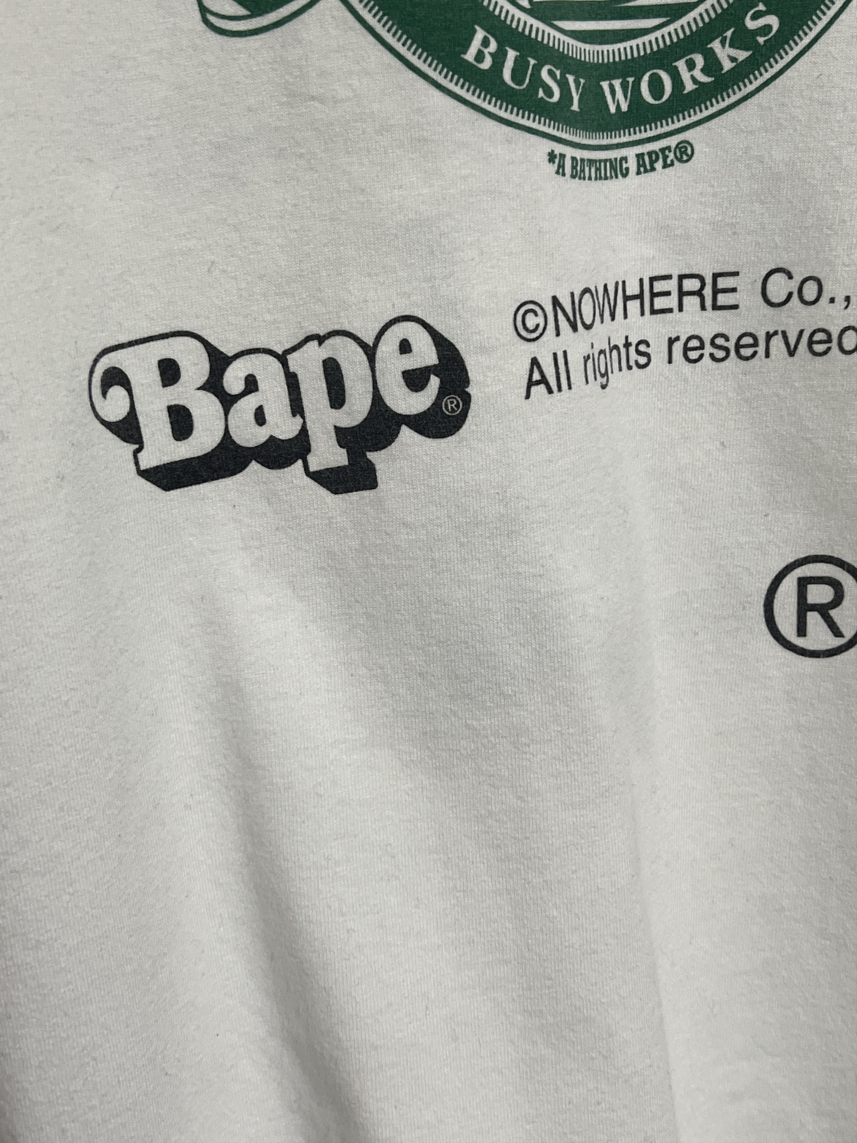 Bape OG BAPE Tee A Bathing Ape Busy Works Bank ASNKA White Medium Size US M / EU 48-50 / 2 - 8 Thumbnail