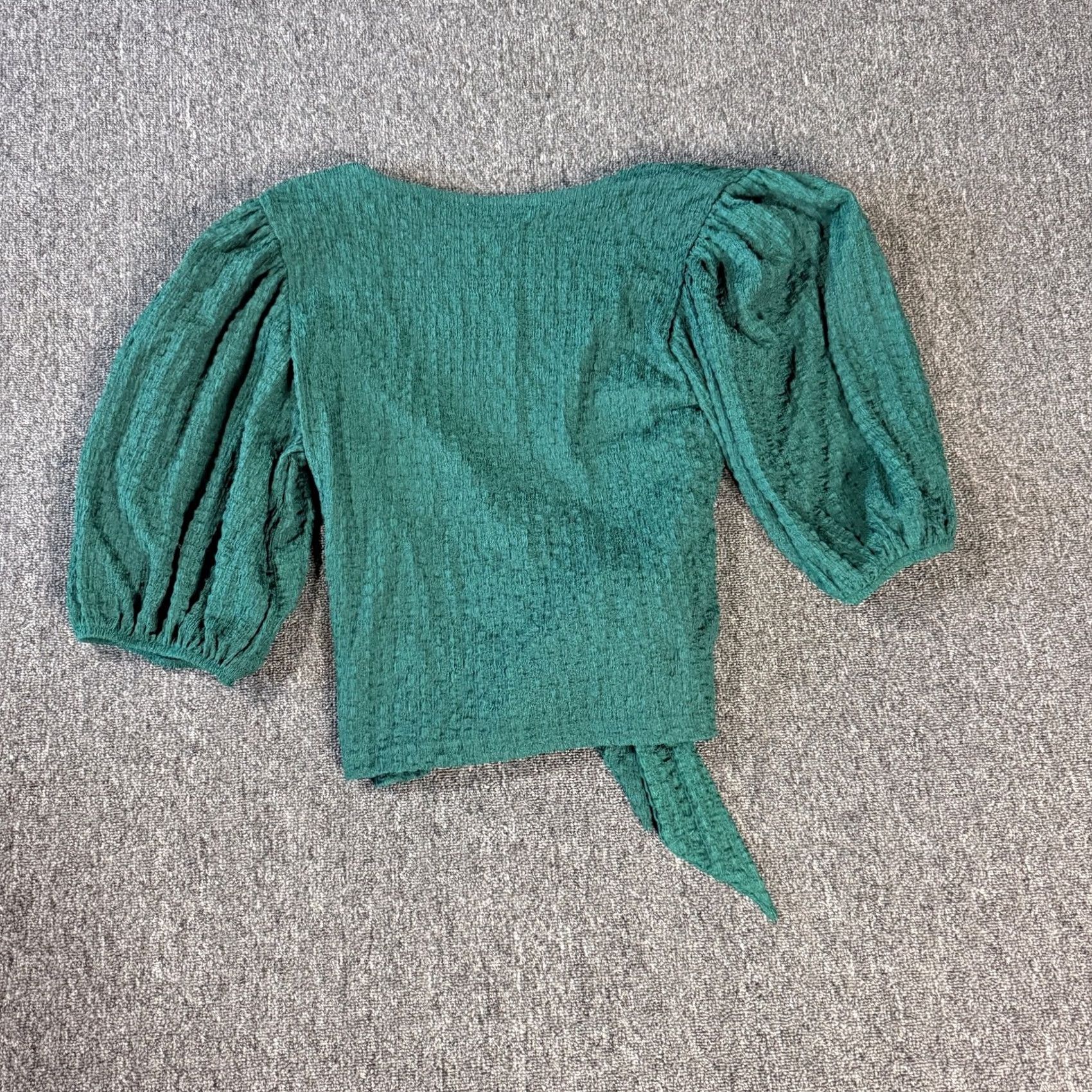 Vintage VINTAGE Miami for Francesca's Green Blouse Puff Sleeve V-Neck Wrap Small Womens Size S / US 4 / IT 40 - 2 Thumbnail