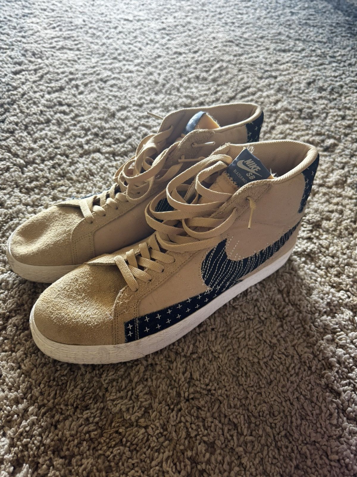 Nike × Vintage Nike Blazer Mid SB ‘Sashiko Pack - Sesame’ Size US 13 / EU 46 - 2 Thumbnail