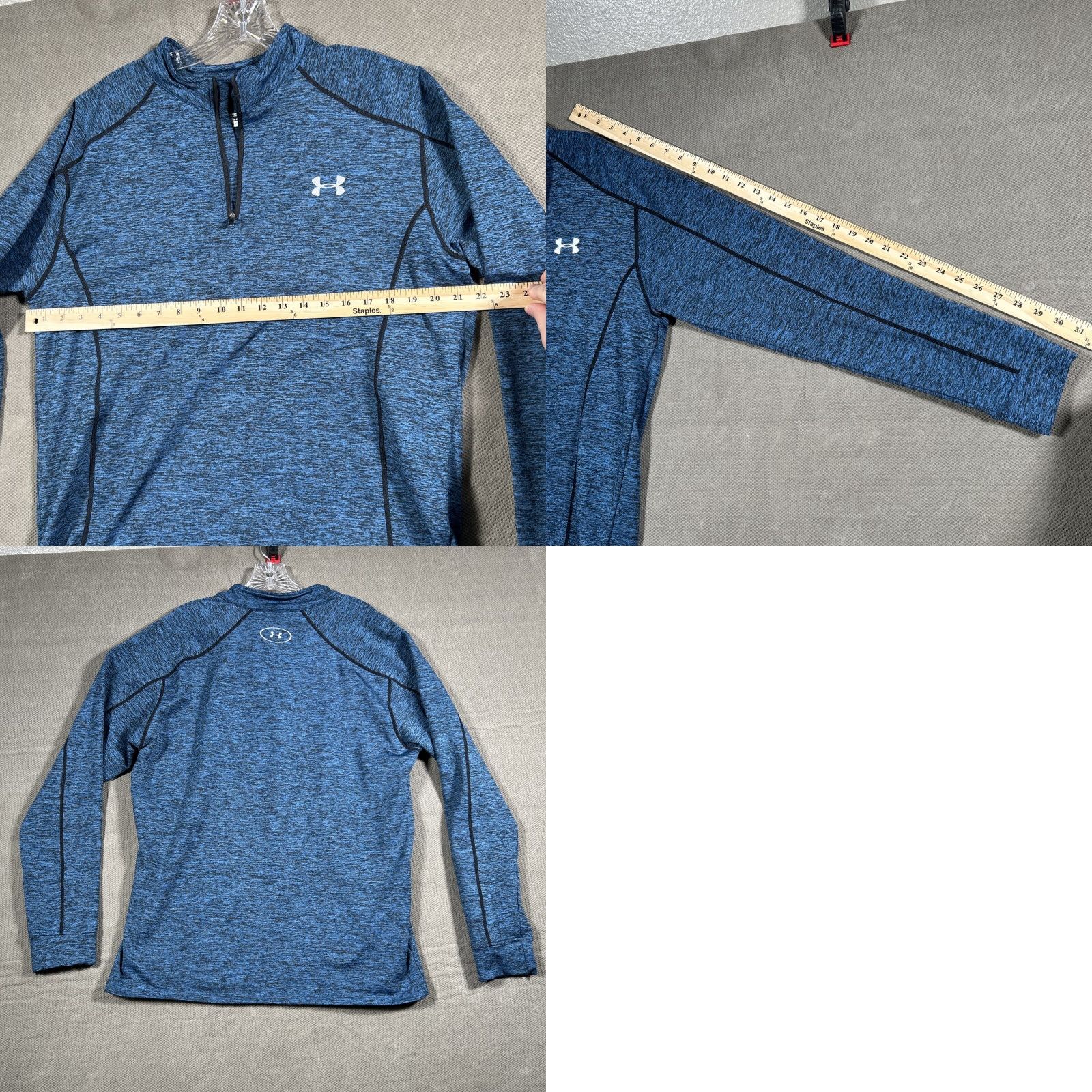 Under Armour Under Armour Pullover Sweatshirt 1/4 Zip Mock Neck Long Sleeve Blue 2XL Athletic Golf Walking Performance Heatgear Coldblack Size US XXL / EU 58 / 5 - 8 Thumbnail