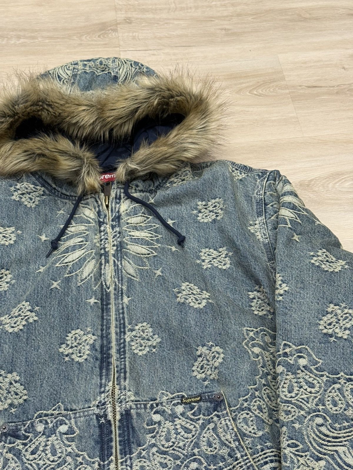 Supreme Supreme Bandana Jacquard Denim Hooded Work Jacket Size US XL / EU 56 / 4 - 5 Thumbnail