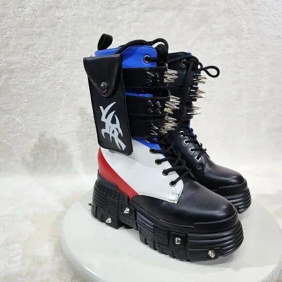 Other Anthony Wang Red White Blue Black Night Cyber Punk Goth Mid Size US 9 / IT 39 - 4 Thumbnail
