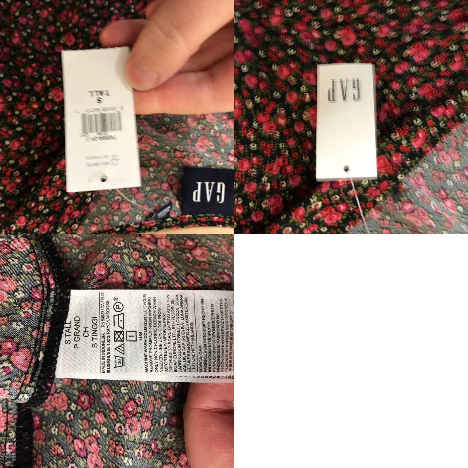 Gap GAP Women's Floral Print V-Neck Ruched Short Sleeve Dress SIZE SMALL TALL Dress Size 28" / US 6 / IT 42 - 8 Thumbnail