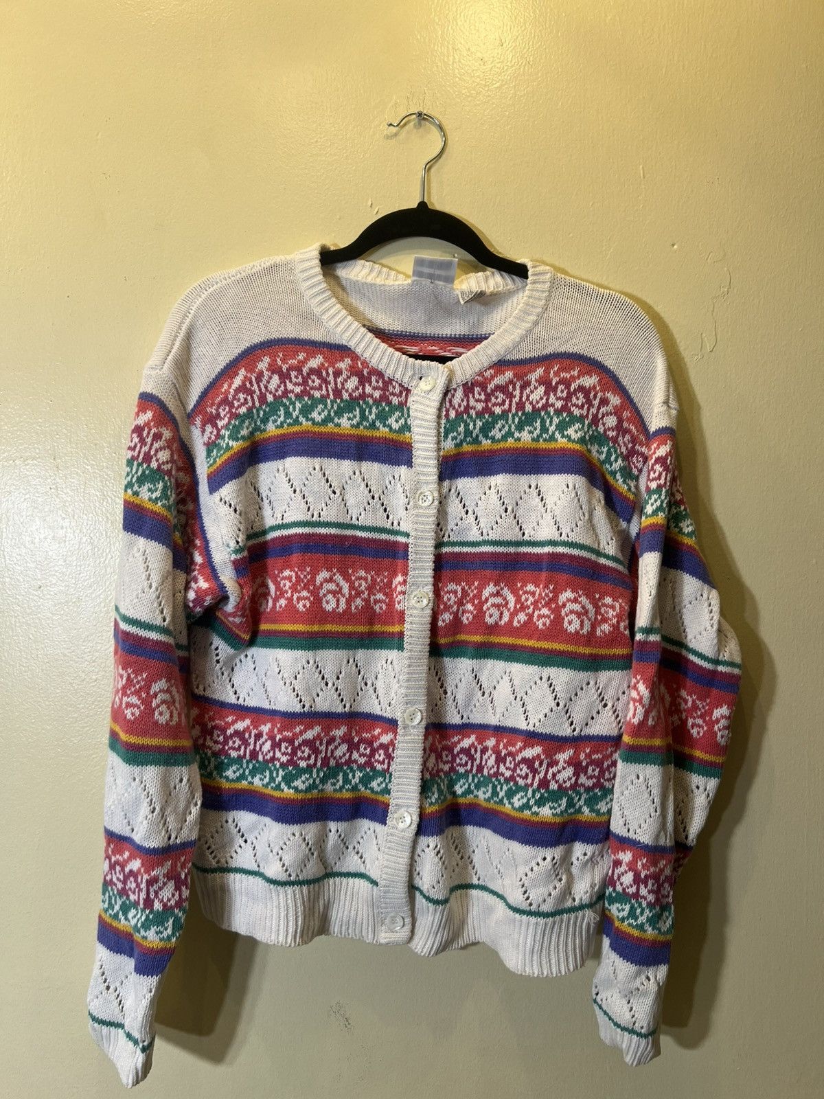 Vintage 80s Chris Everts Knit Cardigan Size L / US 10 / IT 46 - 1 Thumbnail
