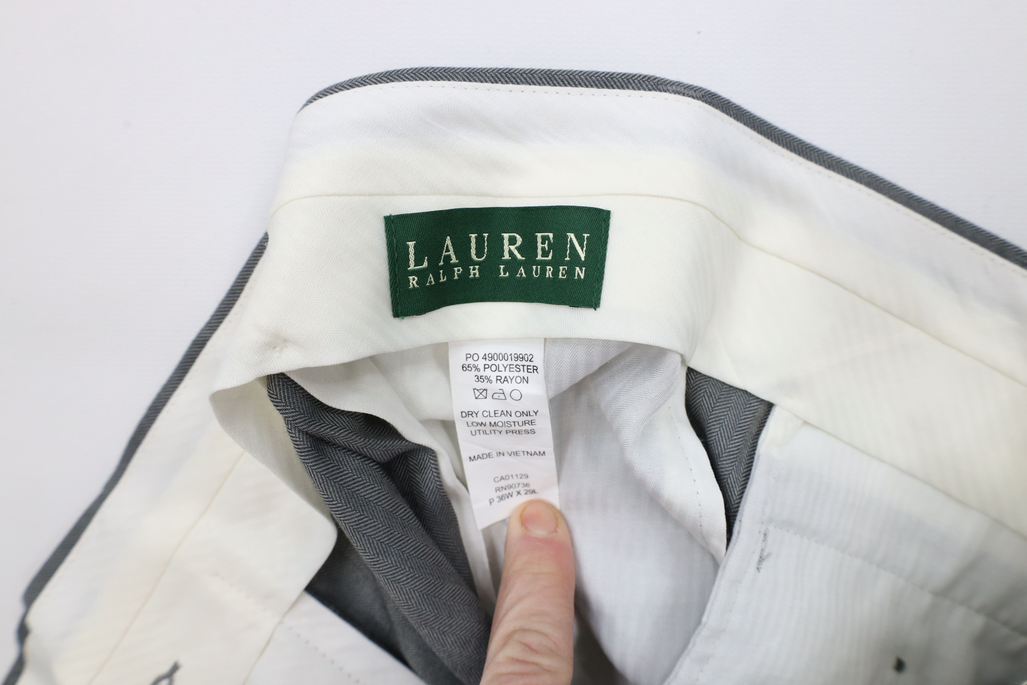 Ralph Lauren × Vintage Vintage Ralph Lauren Cuffed Herringbone Wide Leg Chino Pants Size US 36 / EU 52 - 7 Thumbnail
