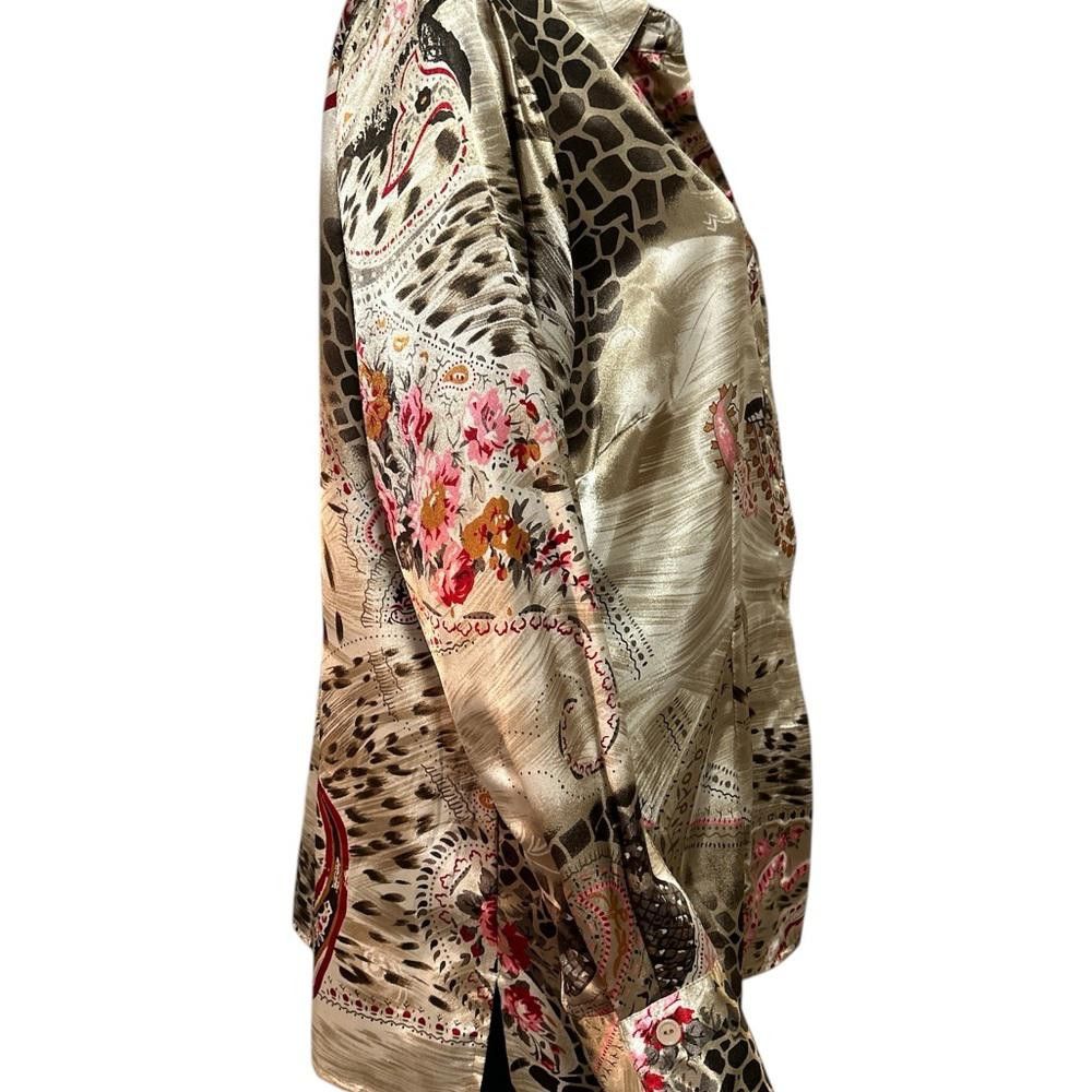 Designer Elegant Silk-Blend Printed Blouse with Detailed Patterns Size XL / US 12-14 / IT 48-50 - 3 Thumbnail