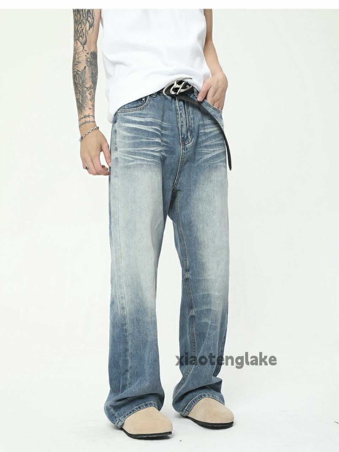 Jean × Vintage washed faded skate hiphop y2k loose baggy jeans Size US 32 / EU 48 - 1 Thumbnail