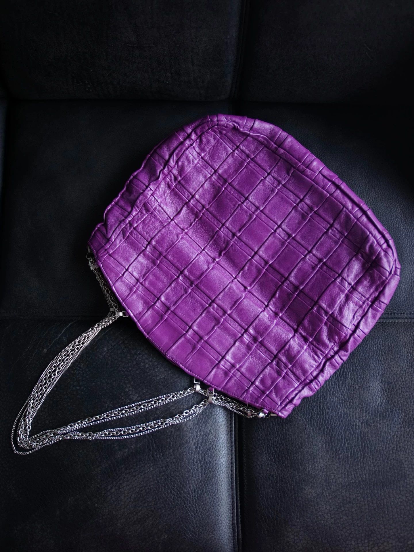 Versus Versus Purple Checkered Multi-Chain Leather Clutch Italy Size ONE SIZE - 5 Thumbnail