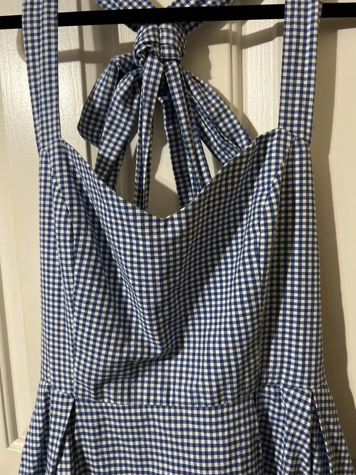 Other Lauren James Blue White Gingham Halter Tie Back L Retro Size L / US 10 / IT 46 - 4 Thumbnail