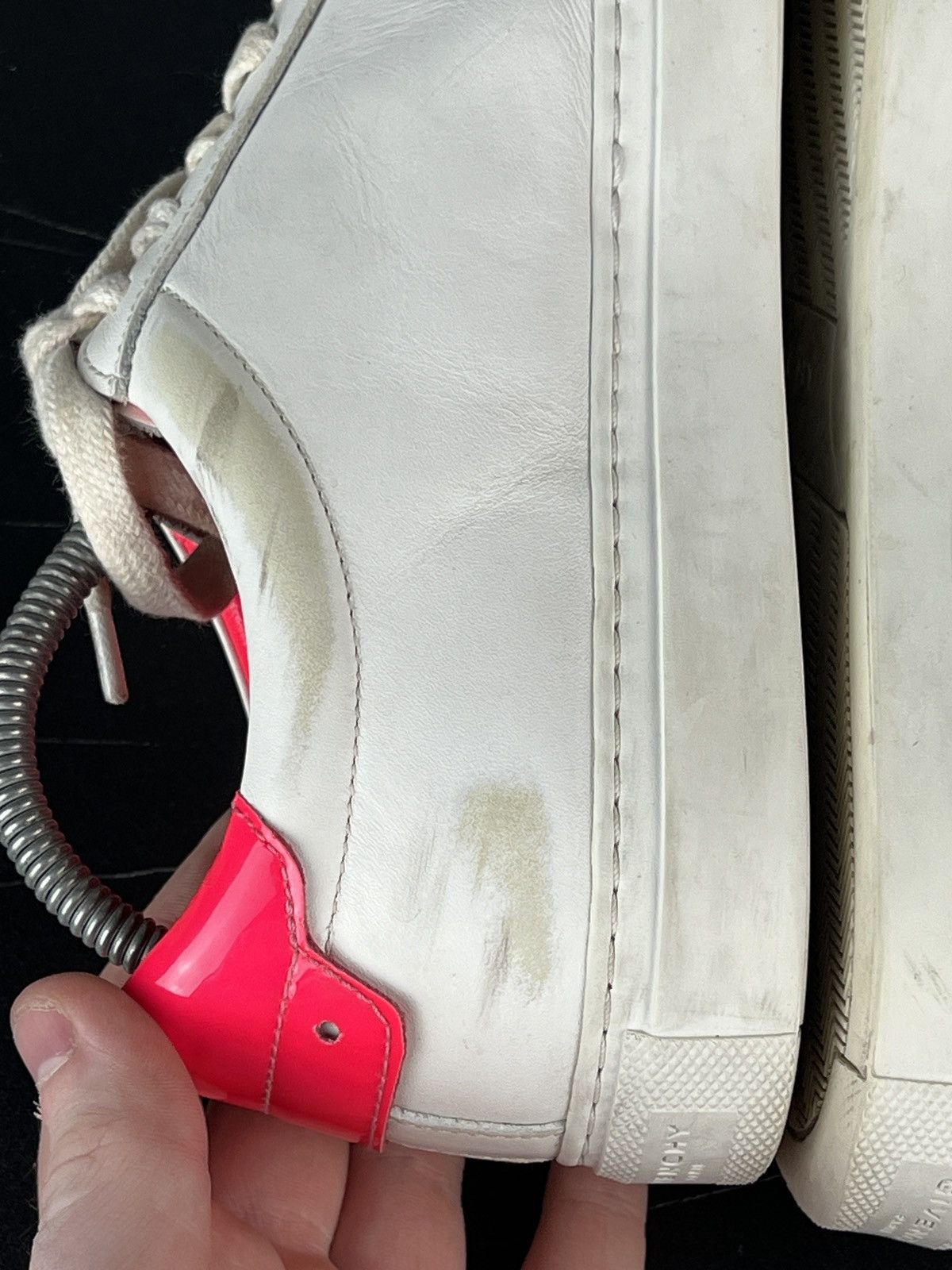 Givenchy Givenchy Paris White Leather Pink Heel Sneakers (Y0492) Size US 7 / IT 37 - 10 Thumbnail