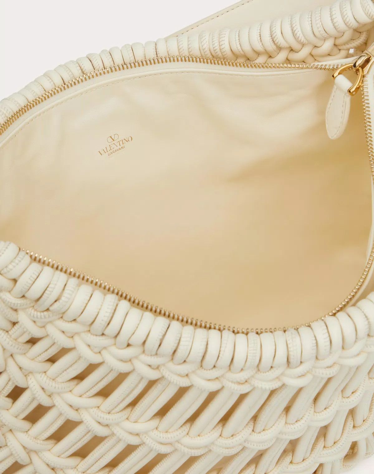 Valentino oc11z0725 Size:OS/Allknots Woven Leather Hobo Bag in White Size ONE SIZE - 6 Thumbnail