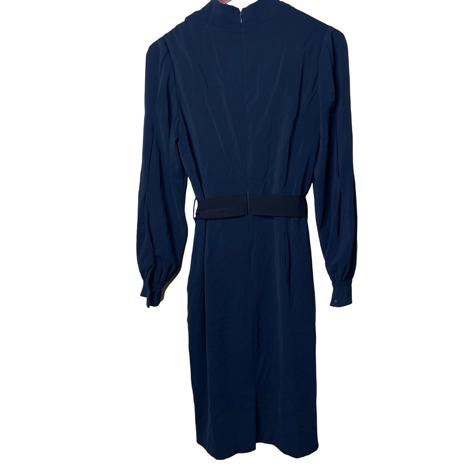 Badgley Mischka Badgley Mischka Belted V Neck Sheath Dress Navy Hourglass Size M / US 6-8 / IT 42-44 - 4 Thumbnail