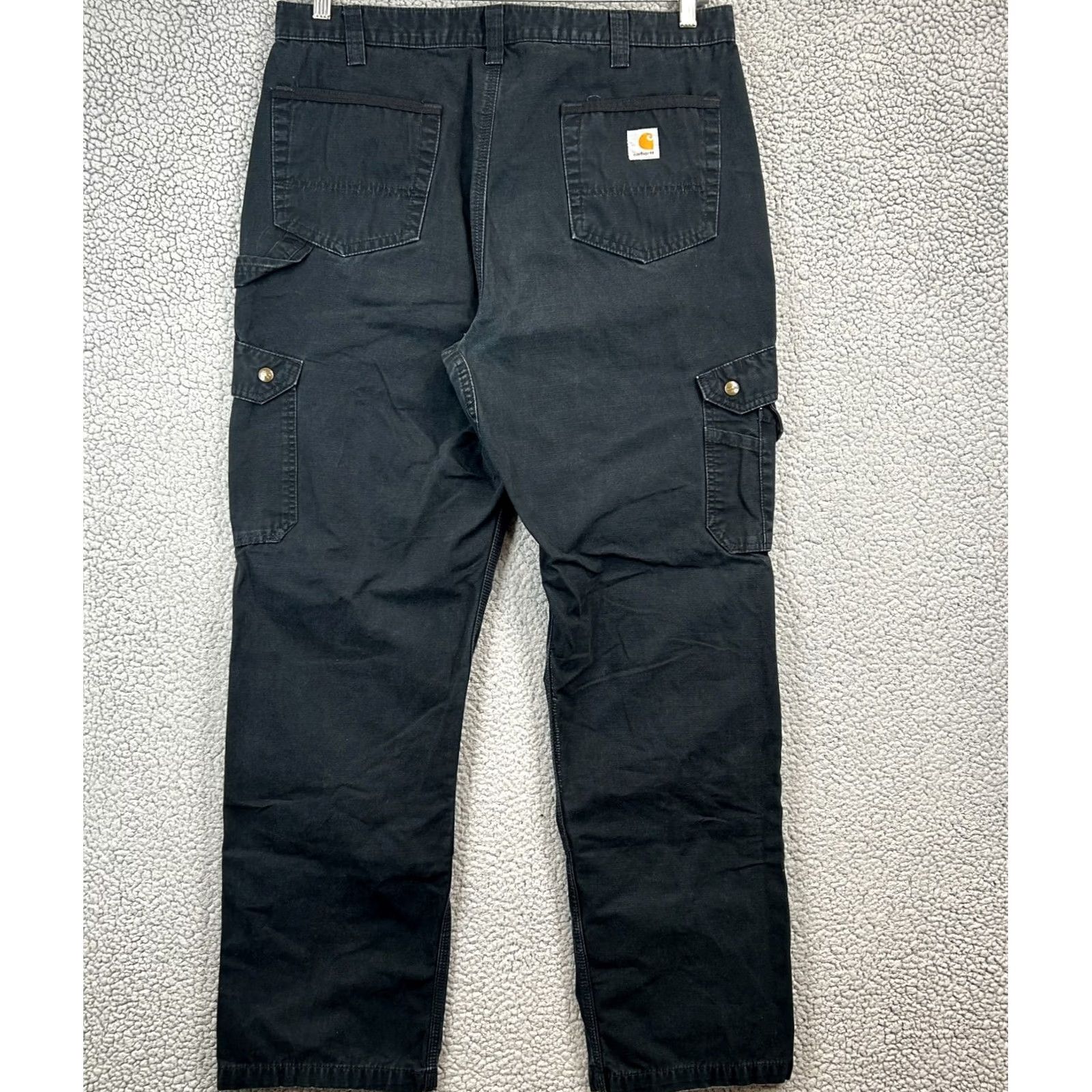 Carhartt Carhartt Duck Double Knee Dungaree Jeans Black 38x34 Mens Regular 38in Inseam Cotton Denim Construction Work Pants USA Fit B3421 BLK Size US 38 / EU 54 - 4 Thumbnail