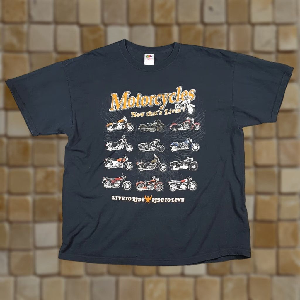 Fruit Of The Loom VINTAGE Motorcycle T-Shirt Men 2XL Black Biker Eagle Grunge Retro Y2K Size US XXL / EU 58 / 5 - 1 Thumbnail
