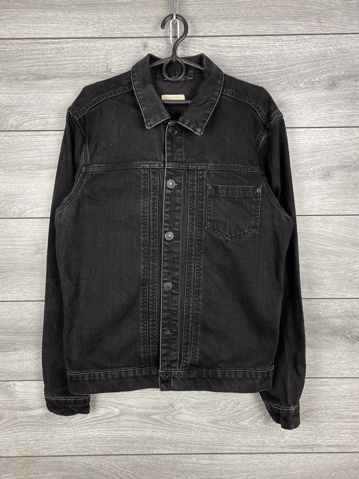 Allsaints Mens Allsaints Washed Black Denim Jacket Size US L / EU 52-54 / 3 - 1 Thumbnail