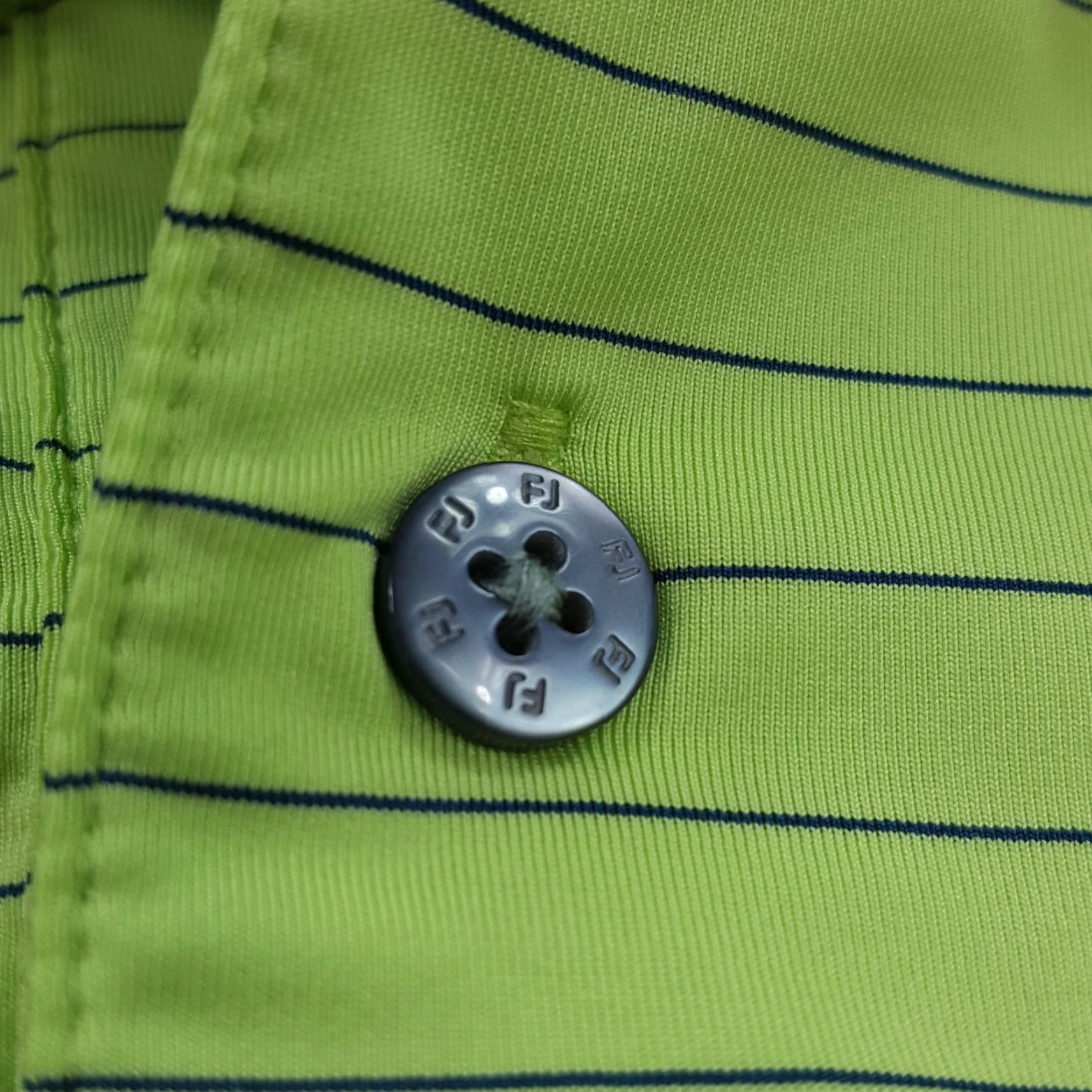 Footjoy VINTAGE FootJoy Striped Golf Polo Shirt - Large - Green - Short Sleeve - Collared - Button - Polyester Microfiber - Men's Polo Size US L / EU 52-54 / 3 - 4 Thumbnail