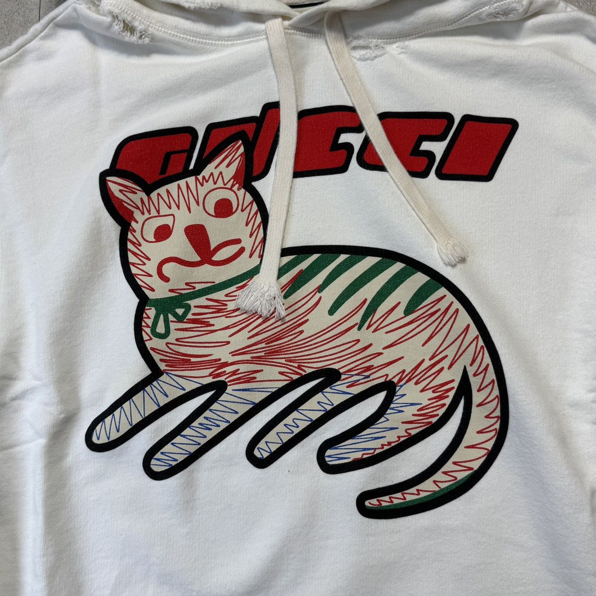 Designer × Gucci *RARE* Gucci Cat Distressed Italy-Made Boxy Cut Hoodie Size US L / EU 52-54 / 3 - 3 Thumbnail
